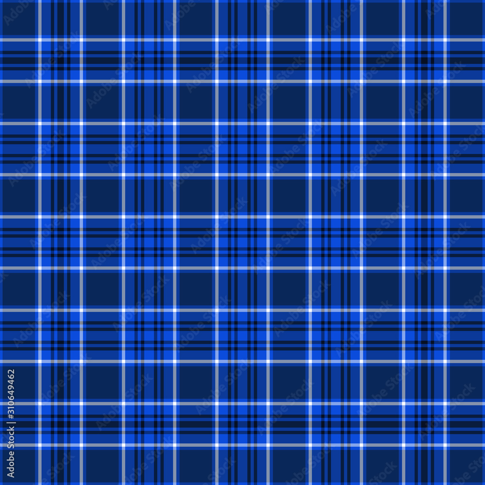 Tartan plaid blue and white seamless checkered vector pattern. Tartan plaid blue and white seamless checkered vector pattern.