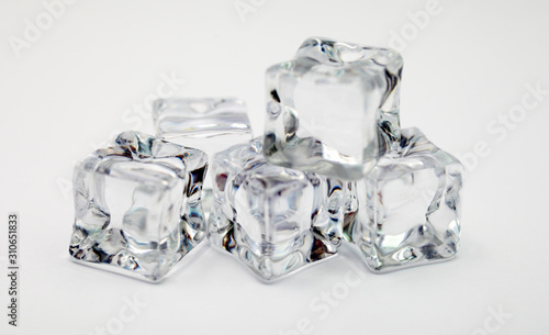 ice cubes on a white background close-up
