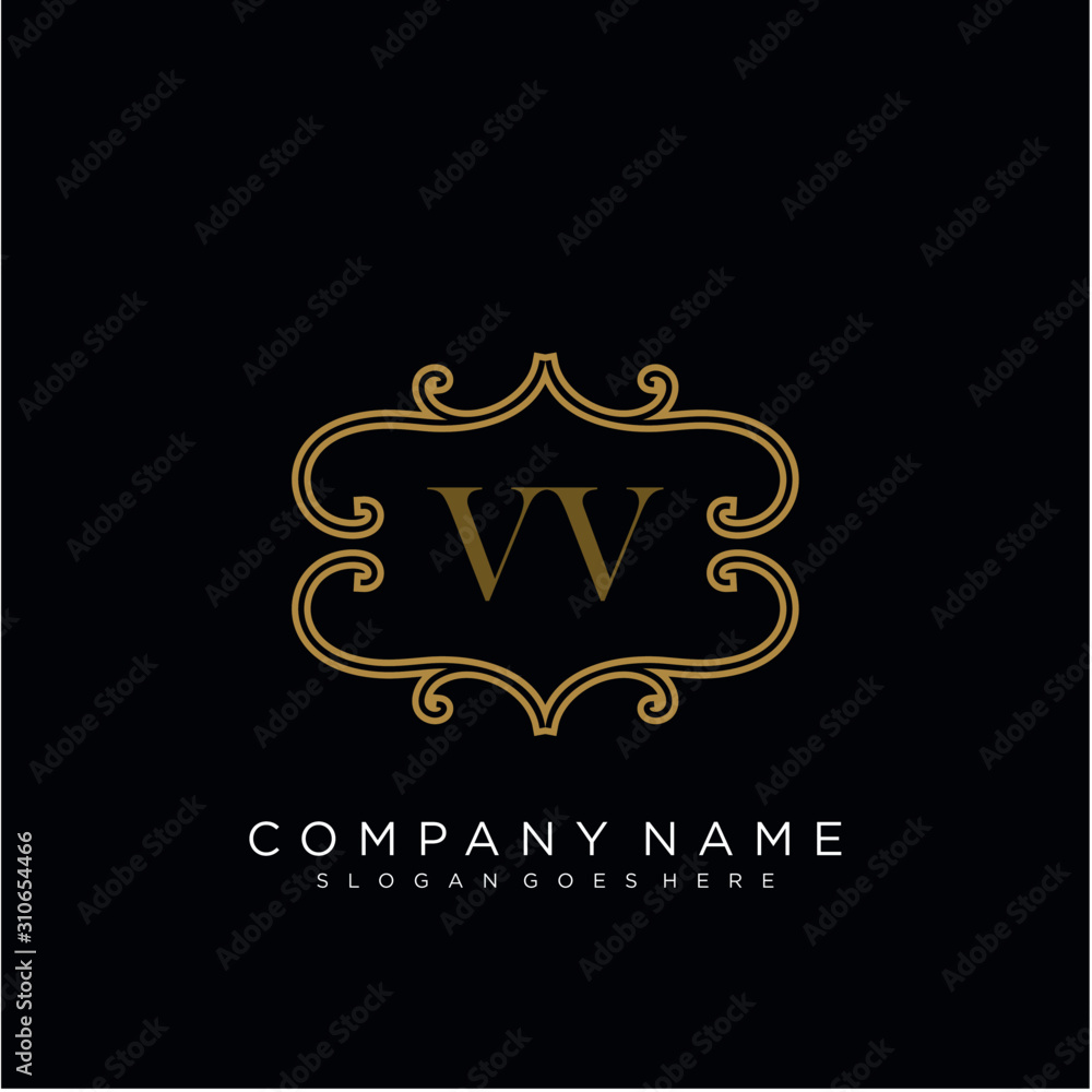 Initial letter VV logo luxury vector mark, gold color elegant classical Initial letter VV logo luxury vector mark, gold color elegant classical