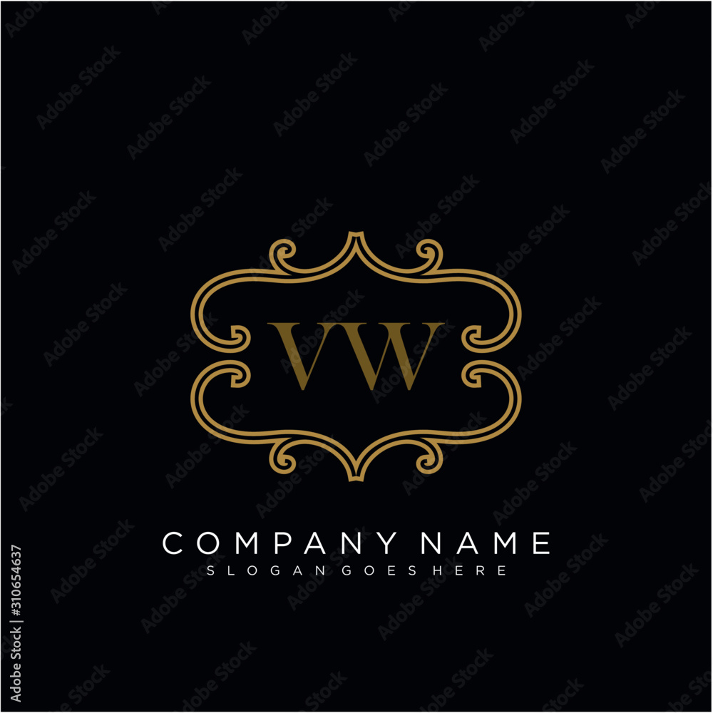 Initial letter logo luxury vector mark, gold color elegant classical