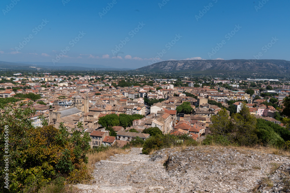 top view of hill town Cavaillon south of France