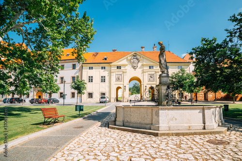 Valtice Palace entrance gate in Valtice, Czech Republic