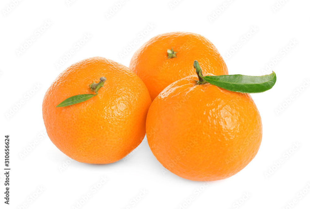 Fresh ripe juicy tangerines isolated on white Fresh ripe juicy tangerines isolated on white