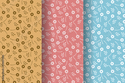 Seamless repeat floral patterns collection, flower patterns collection
