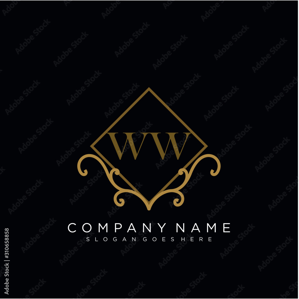 Initial letter WW logo luxury vector mark, gold color elegant classical Initial letter WW logo luxury vector mark, gold color elegant classical