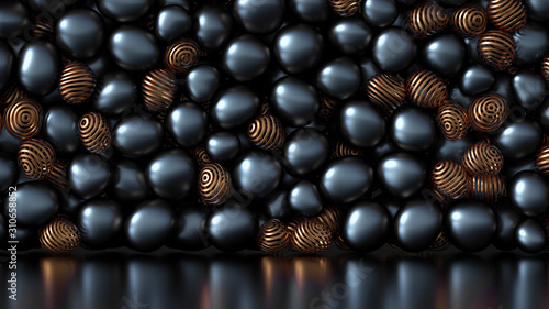 Beautiful background with beads  particles and simulation. 3d illustration  3d rendering.
