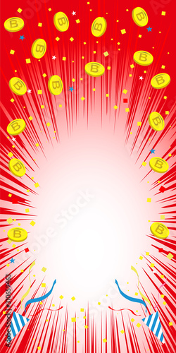 赤背景 ビットコイン還元祭に使える背景素材 ハーフページサイズ