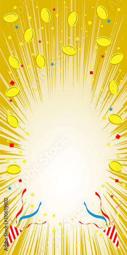 金色背景 コインが舞っているおめでたい背景素材 ハーフページサイズ Vector De Stock Adobe Stock