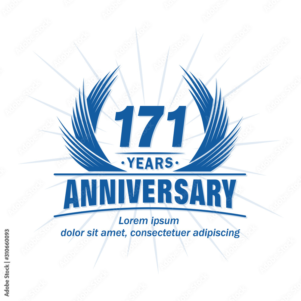 171 years logo design template. 171st anniversary vector and illustration. 171 years logo design template. 171st anniversary vector and illustration.