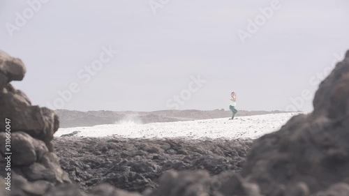 Woman doing yoga.