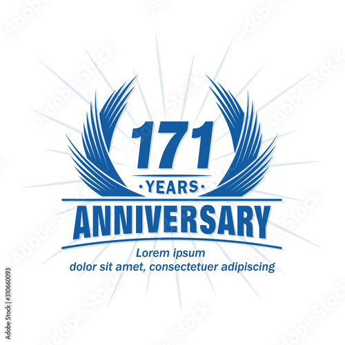 171 years logo design template. 171st anniversary vector and illustration.