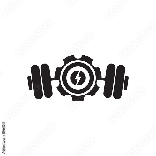 Fitness and gym logo design with using barbel icon vector template