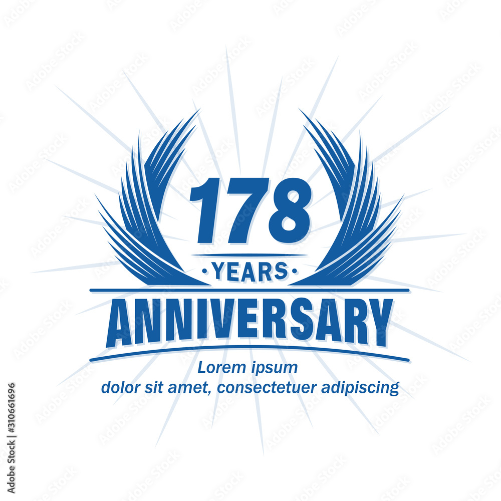 178 years logo design template. 178th anniversary vector and illustration. 178 years logo design template. 178th anniversary vector and illustration.