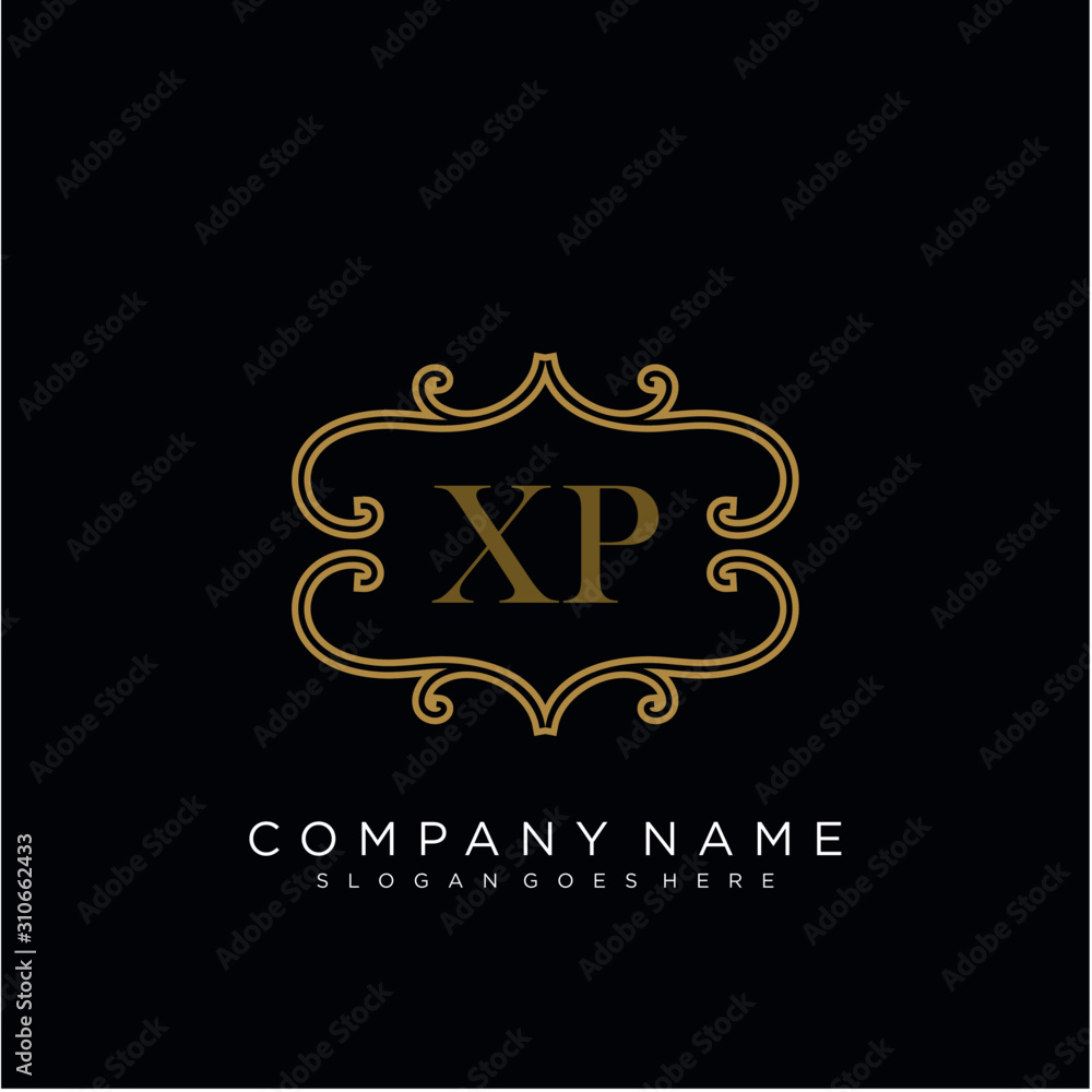 Initial letter XP logo luxury vector mark, gold color elegant classical Initial letter XP logo luxury vector mark, gold color elegant classical