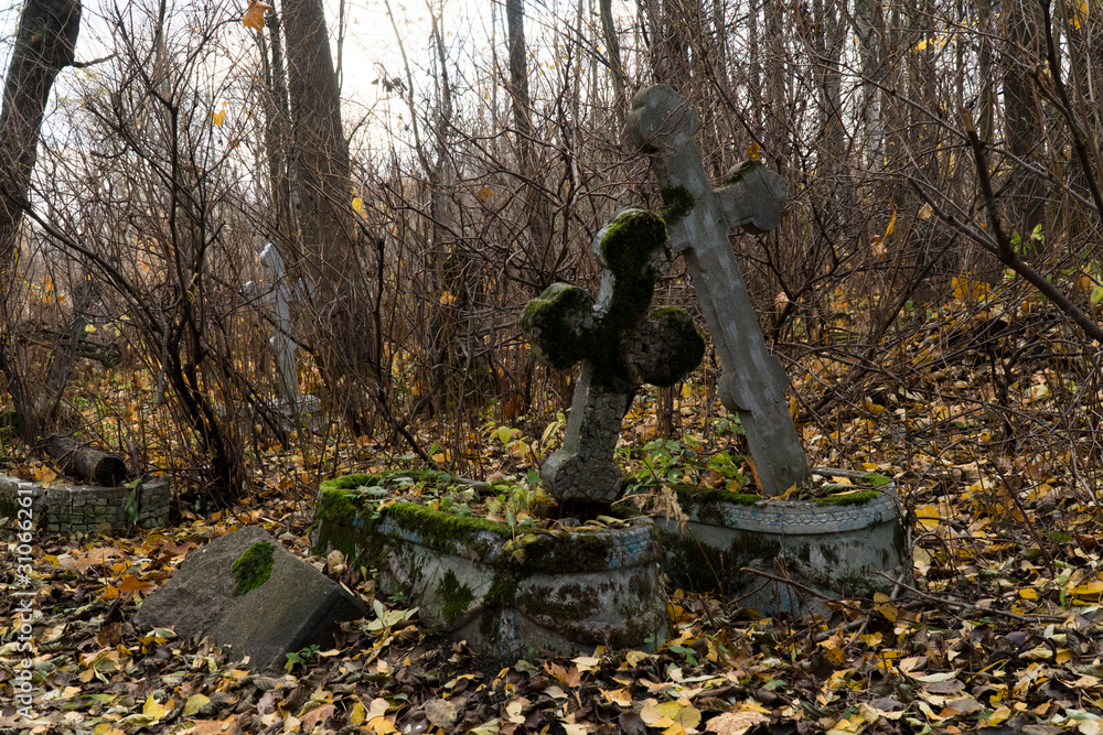 Graphic resources background image of an old abandoned cemetery in the fall Graphic resources background image of an old abandoned cemetery in the fall