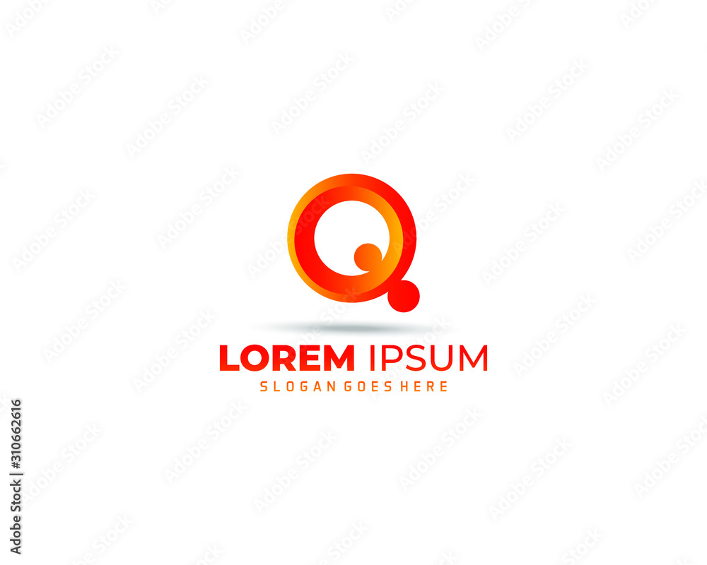 Fototapeta premium Q letter logo. Beautiful voluminous letter Q as ribbon on a white background.