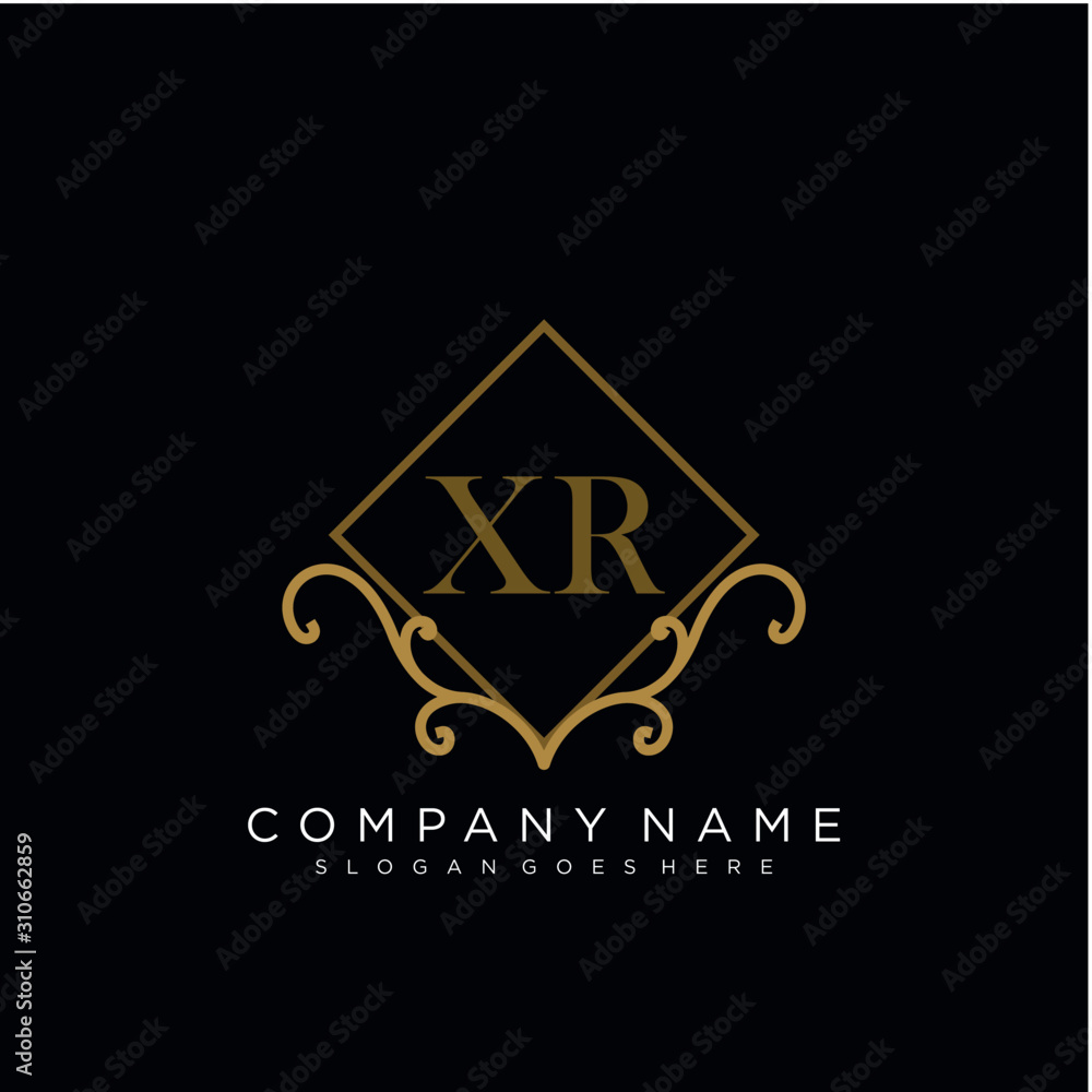 Initial letter XR logo luxury vector mark, gold color elegant classical Initial letter XR logo luxury vector mark, gold color elegant classical
