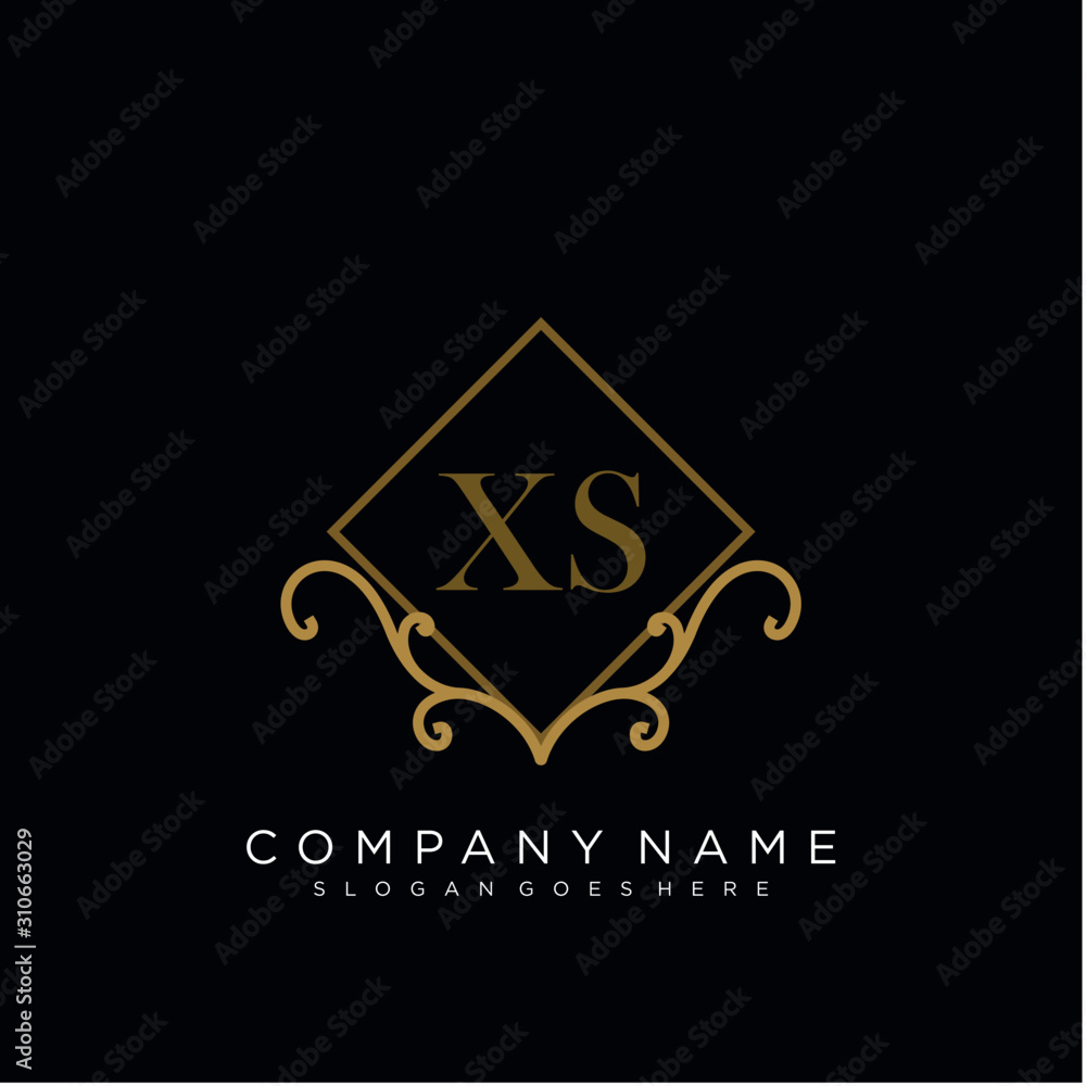 Initial letter XS logo luxury vector mark, gold color elegant classical Initial letter XS logo luxury vector mark, gold color elegant classical