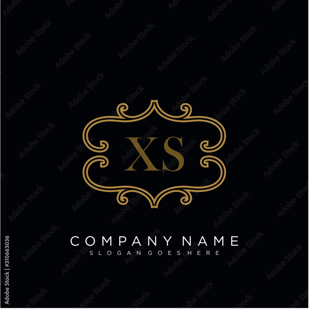 Initial letter XS logo luxury vector mark, gold color elegant classical Initial letter XS logo luxury vector mark, gold color elegant classical