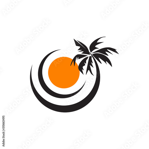 Coconut tree icon logo design vector template