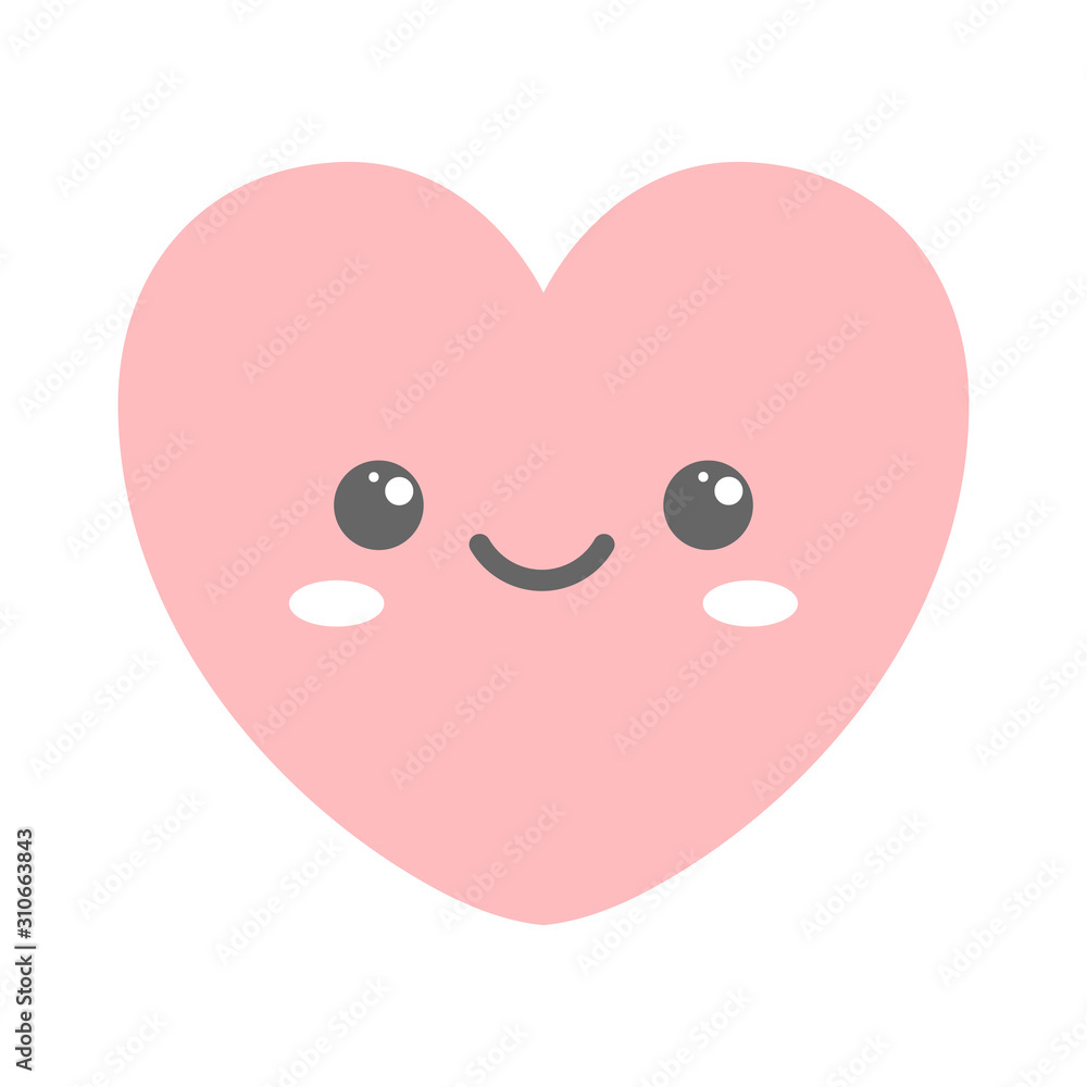 Kawaii heart. Cute face. Vector illustration. Kawaii heart. Cute face. Vector illustration.