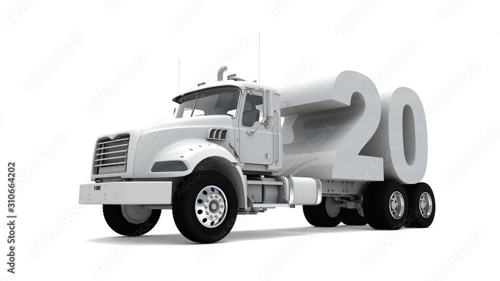 3D illustration of truck with number 20