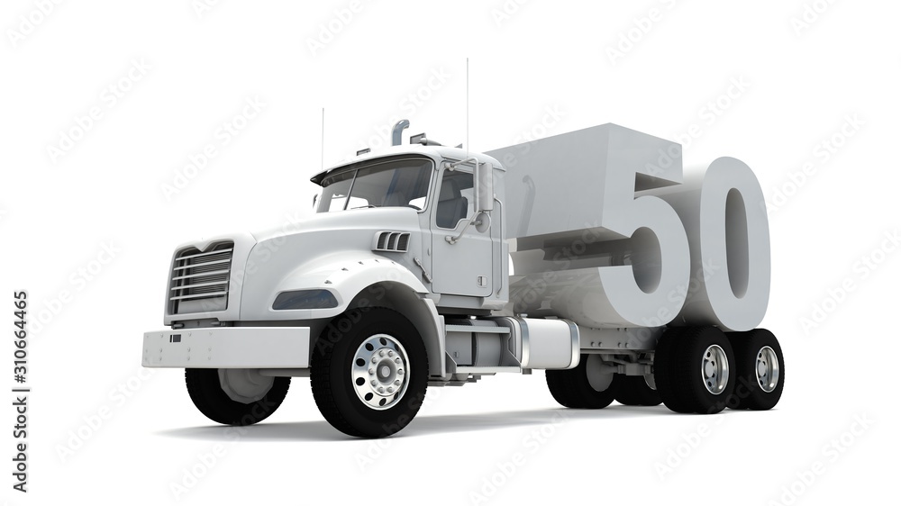 3D illustration of truck with number 50