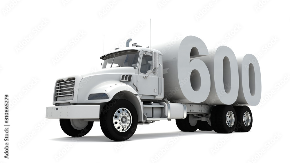 Obraz premium 3D illustration of truck with number 600