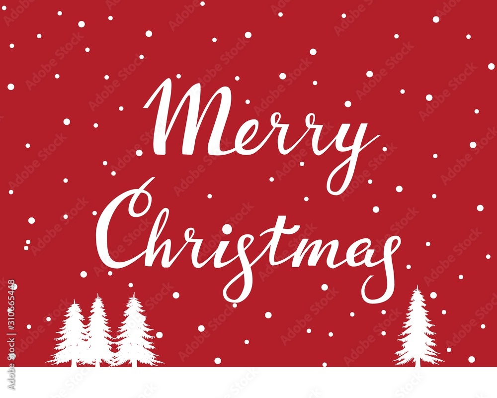merry Christmas white lettering on red background