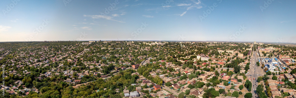 the provincial city of Novocherkassk is the capital of the Don Cossacks, in the far left is the large university complex of the SSTU (NPI) - large aerial panorama