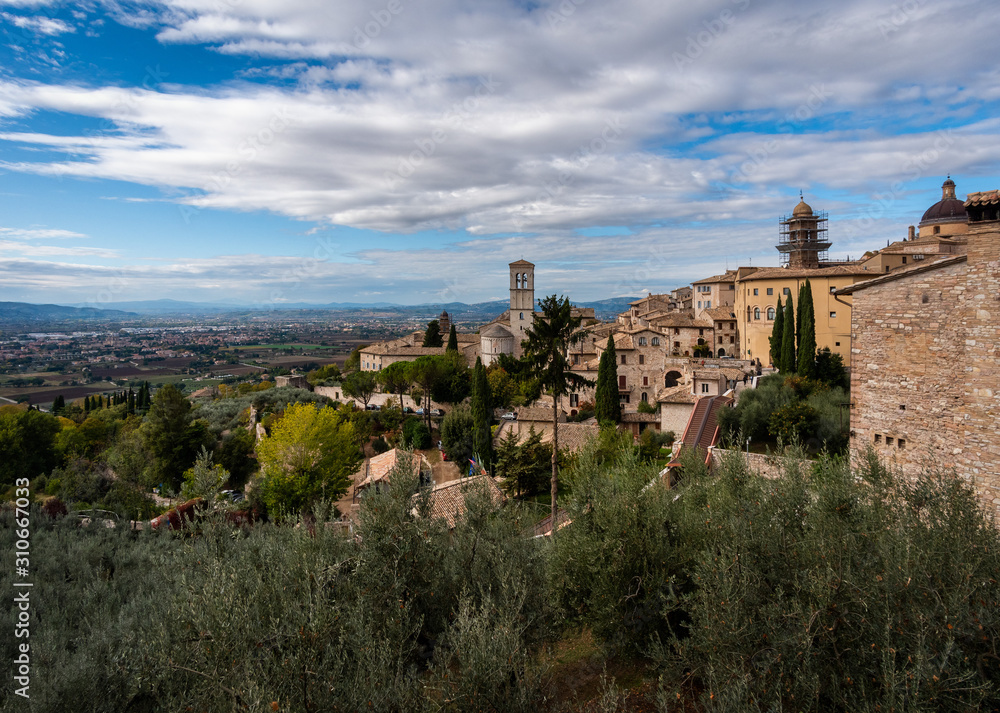 Panoramas of the old stone Assisi. Perugia. Umbria Italy.