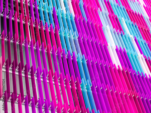 acrylic plastic sheet interior, text A design on 80 degree, magenta blue pink