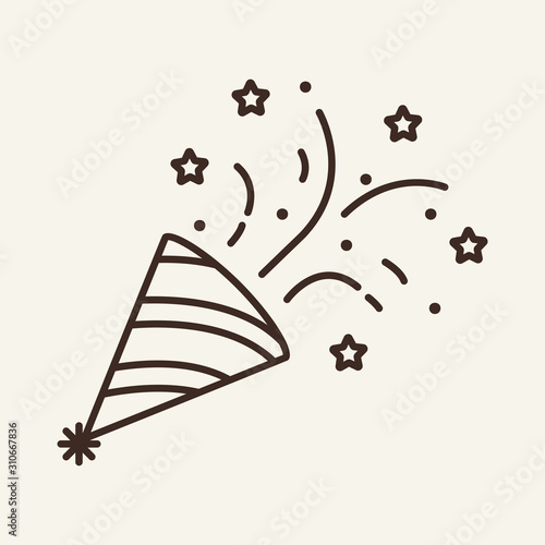 Confetti popper thin line icon