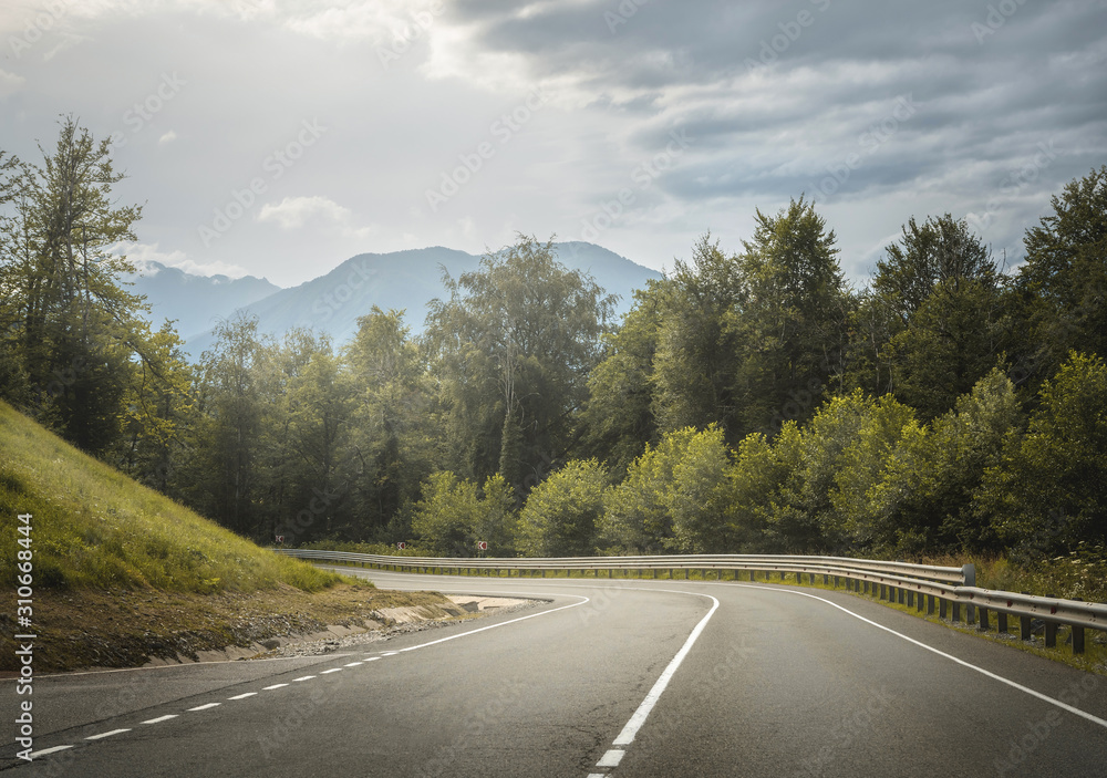 Fototapeta premium highland road through mountains. country highway.
