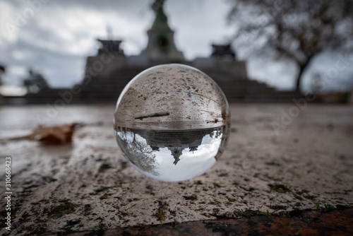 Caltanissetta Monument to the Fallen in WWI in a Lensball, Sicily, Italy, Europe