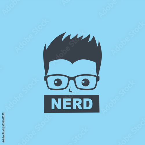 nerd geek guy cartoon character sign logo vector
