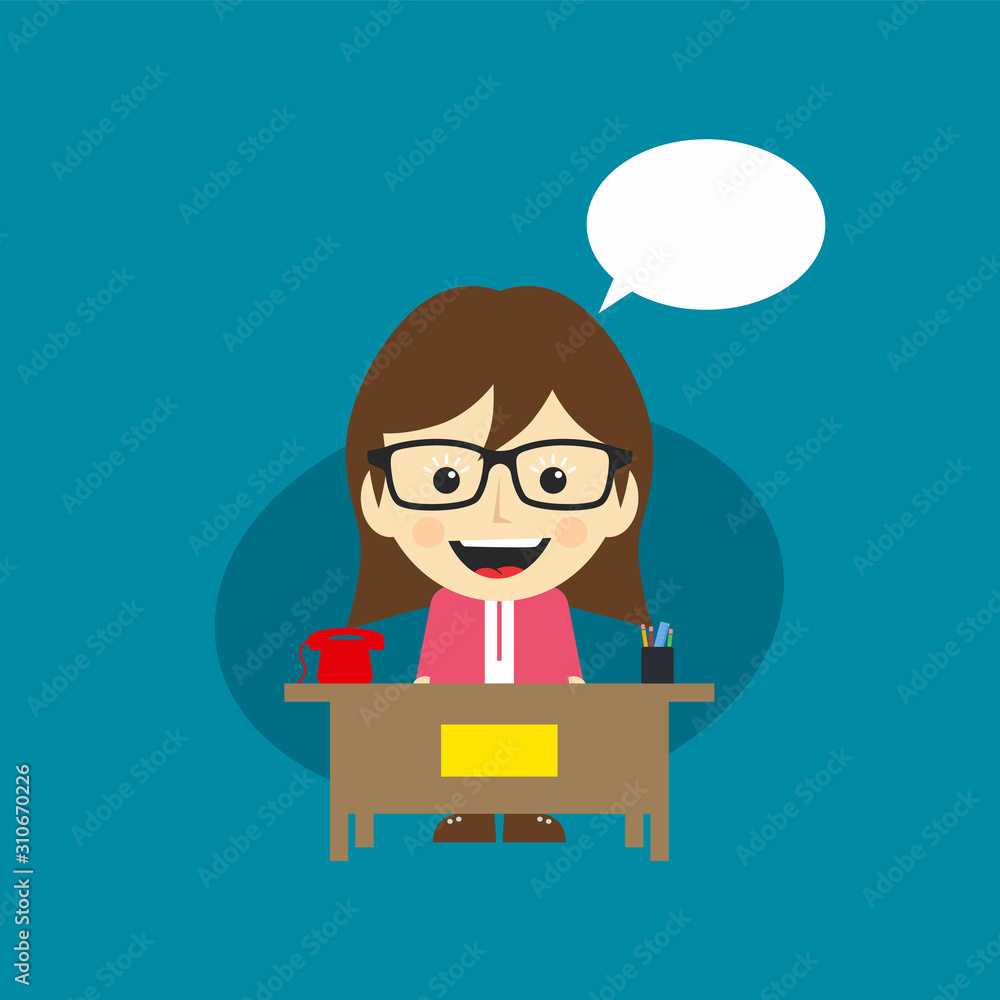 happy customer service receptionist cartoon character vector happy customer service receptionist cartoon character vector