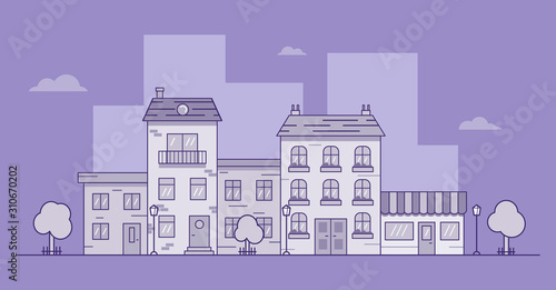 City street flat vector illustration