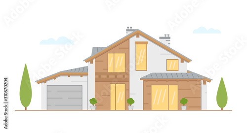 Beautiful modern house vector illustration