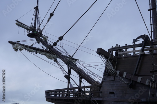 galleon in the port of malaga andalusia spain