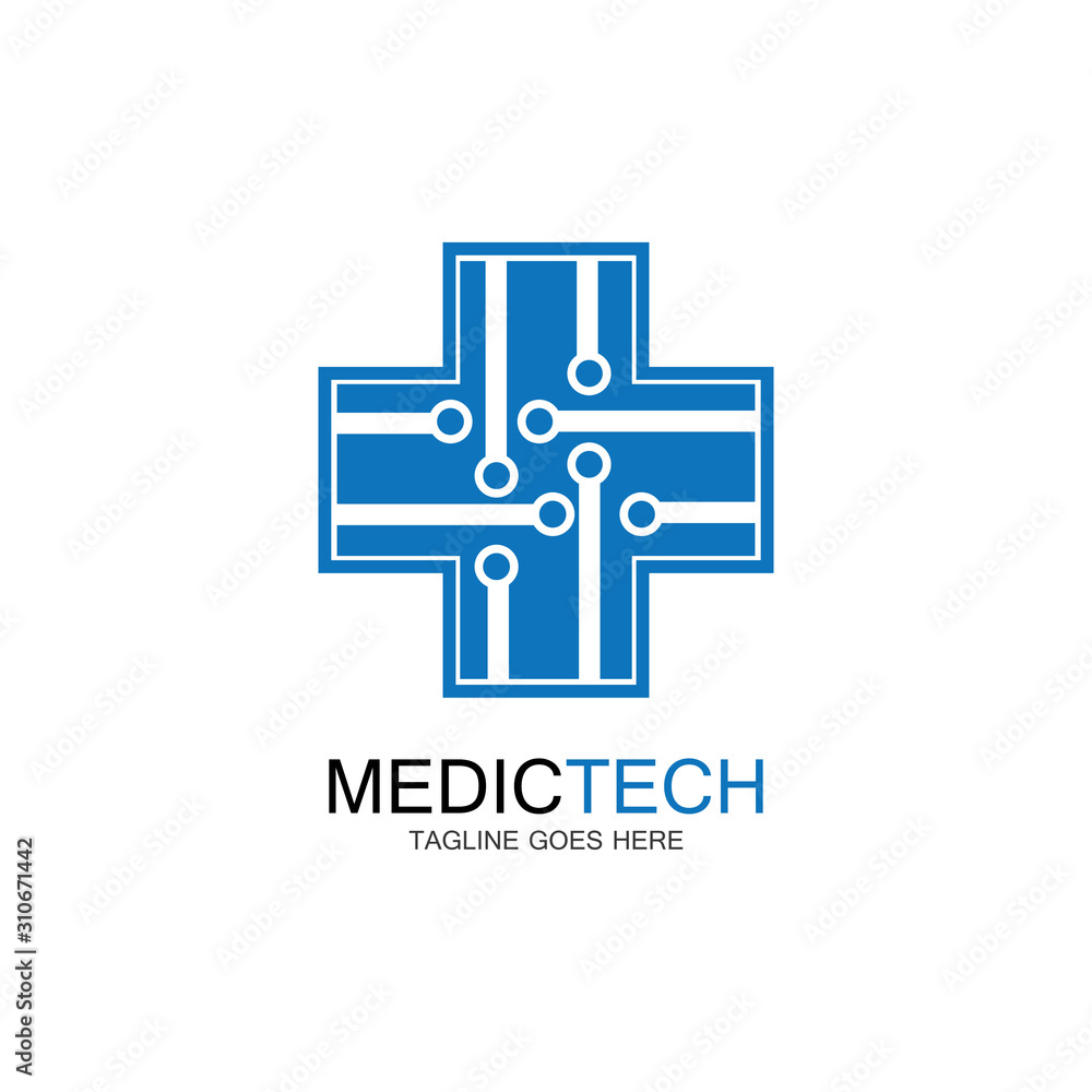 Obraz premium Medical technology logo design vector