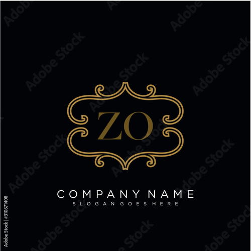 Initial letter ZO logo luxury vector mark  gold color elegant classical