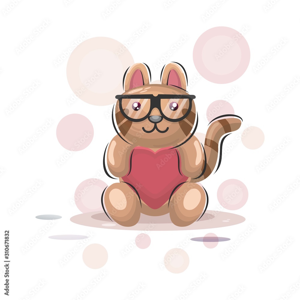 Fototapeta premium Cat mascot and pillow balloon cartoon design vector