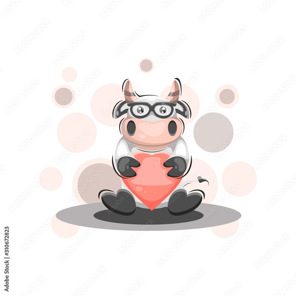 cute cow mascot cartoon design vector