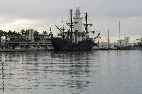 galleon in the port of malaga andalusia spain photo