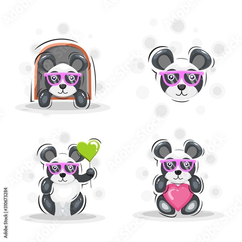 cute panda mascot cartoon design vector