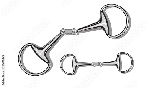 French link eggbutt snaffle bit isolated on white. Vector image photo