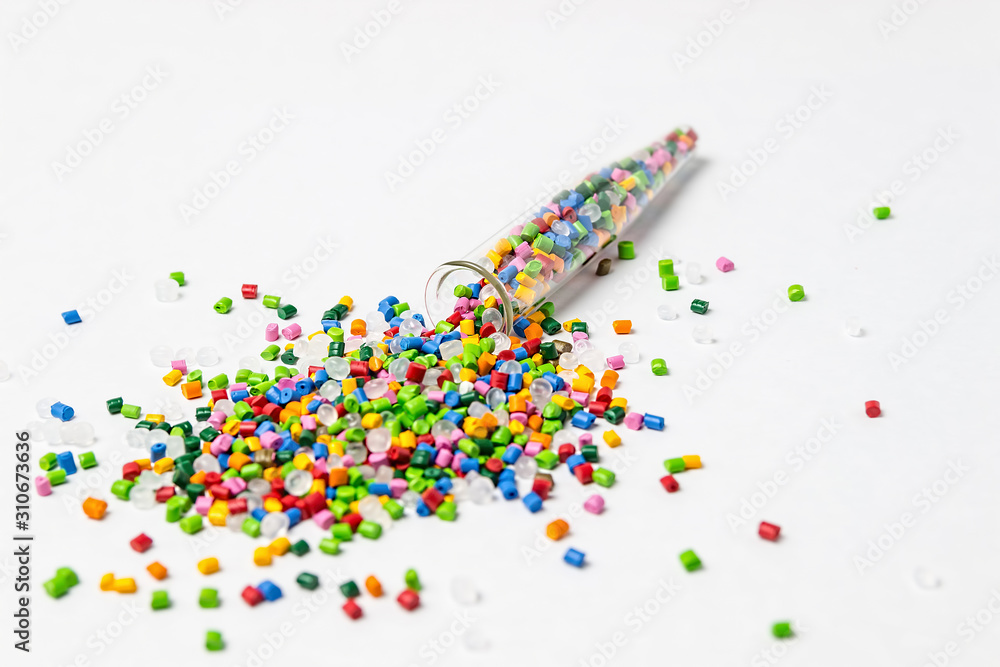 Obraz premium Polymeric dye. Colorant for plastics. Pigment in the granules.