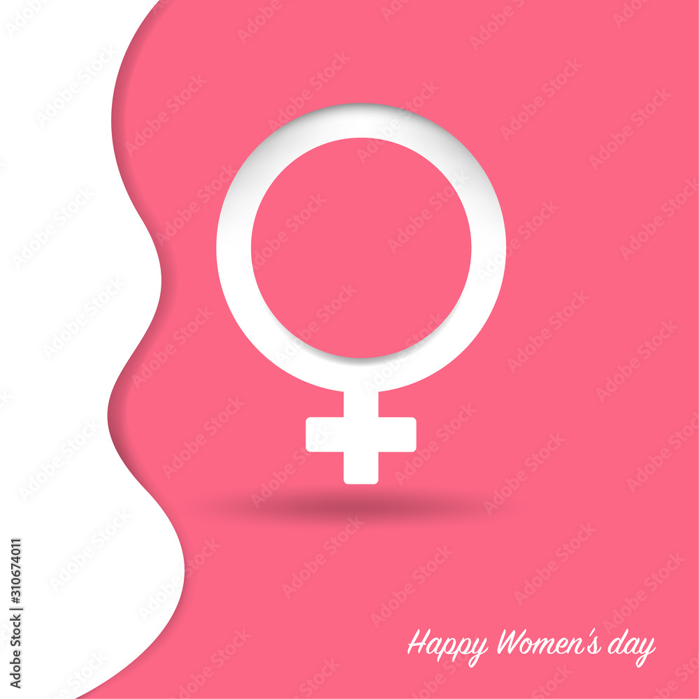 International women's day poster. Woman sign on white and Pink template background and Happy Mother's Day, vector illustration International women's day poster. Woman sign on white and Pink template background and Happy Mother's Day, vector illustration