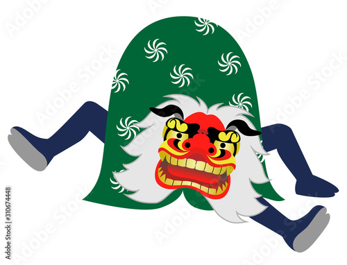 獅子舞い　白背景